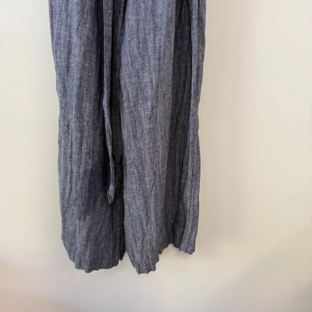 Rachel Zoe Blue Linen Wide Leg Jumpsuit - Picture 3 of 11